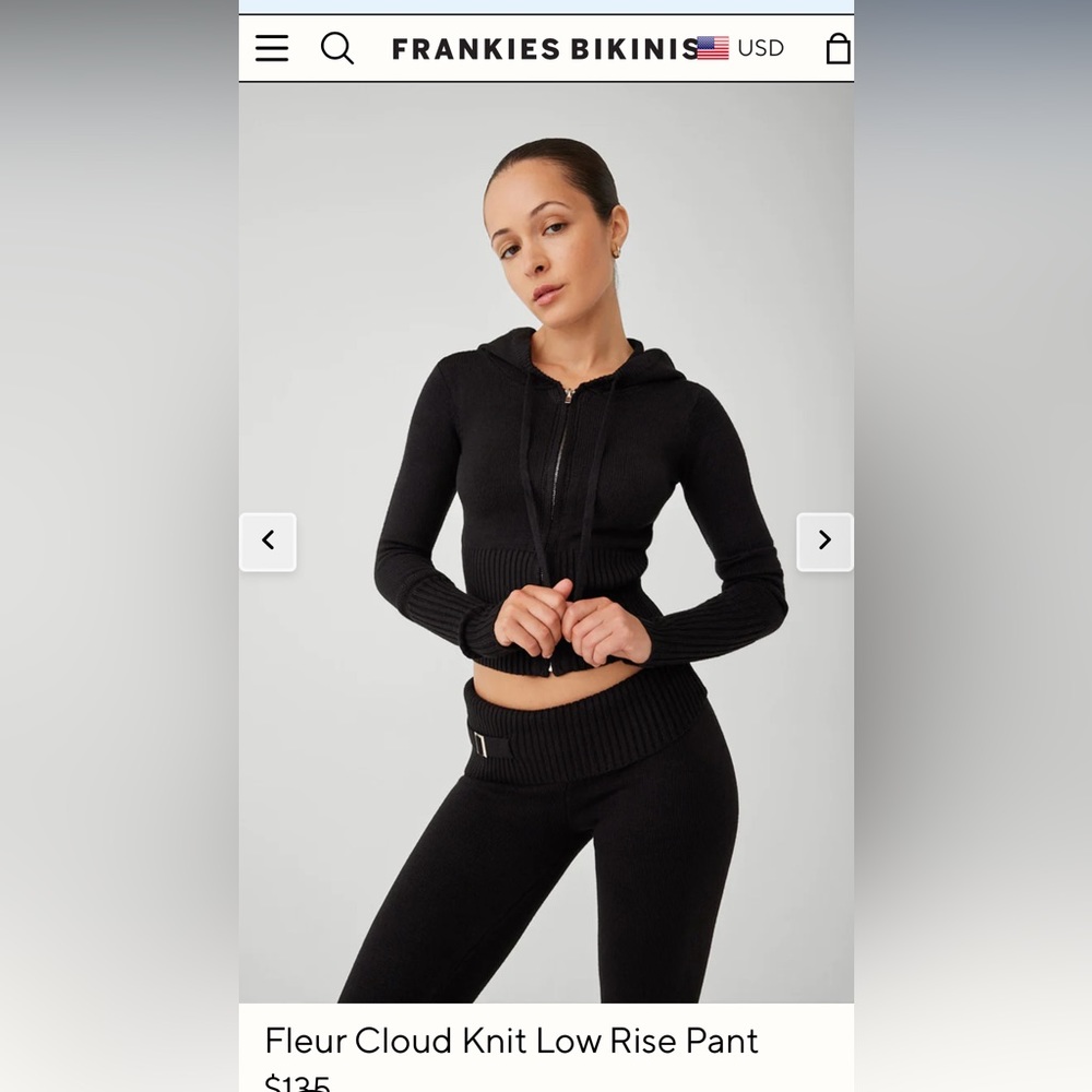 Frankie’s Bikinis Light Pink Fleur Cloud Knit Low Rise Pant and Jacket